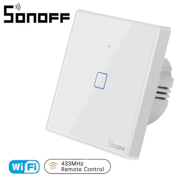 SONOFF Touch T2EU1C-TX - 1-polu WiFi+RF Gudrais Sienas Slēdzis