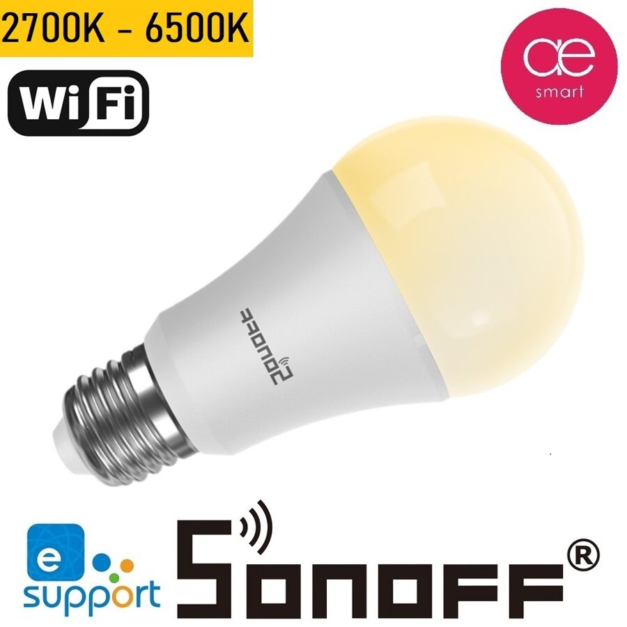 Sonoff Viedā LED Spuldze B02-B-A60 - Dimējama, E27, Wi-Fi, 806Lm, 2700K-6500K, 9W