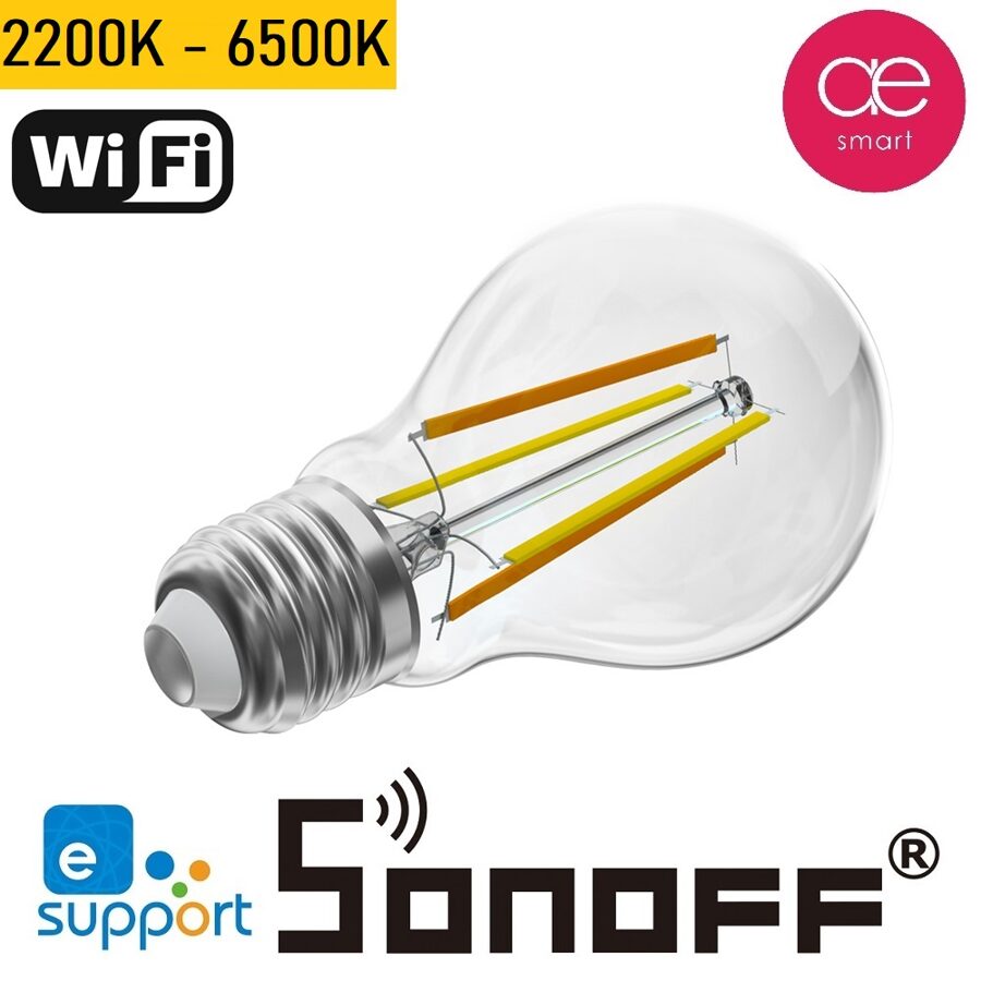 Sonoff Viedā Filament LED Spuldze B02-F-A60 - Dimējama, E27, Wi-Fi, 806Lm, 2200K-6500K, 7W