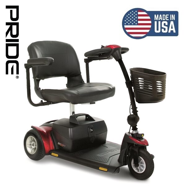 PRIDE Go Go® Elite Traveller Plus electric mobility scooter / 6.4 km/h / 20.3 km / 17Ah / Red/Blue
