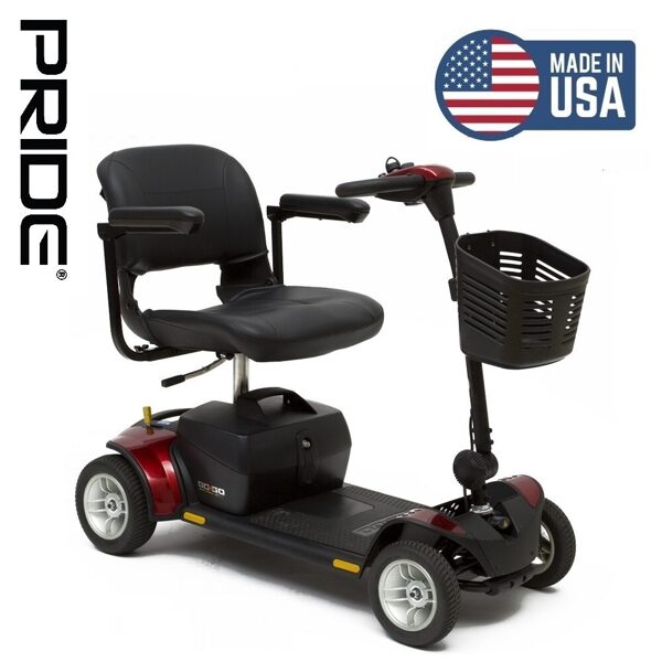 PRIDE Go Go® Elite Traveller Plus elektriskais mobilitātes skūteris / 6.4 km/h / 20.3 km / 17Ah / Sarkans/Zils